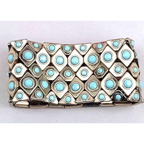 Premier Designs Kathleen Fitzpatrick Green Resin Cuff Stretch Fashion Bracelet - Picture 8 of 8